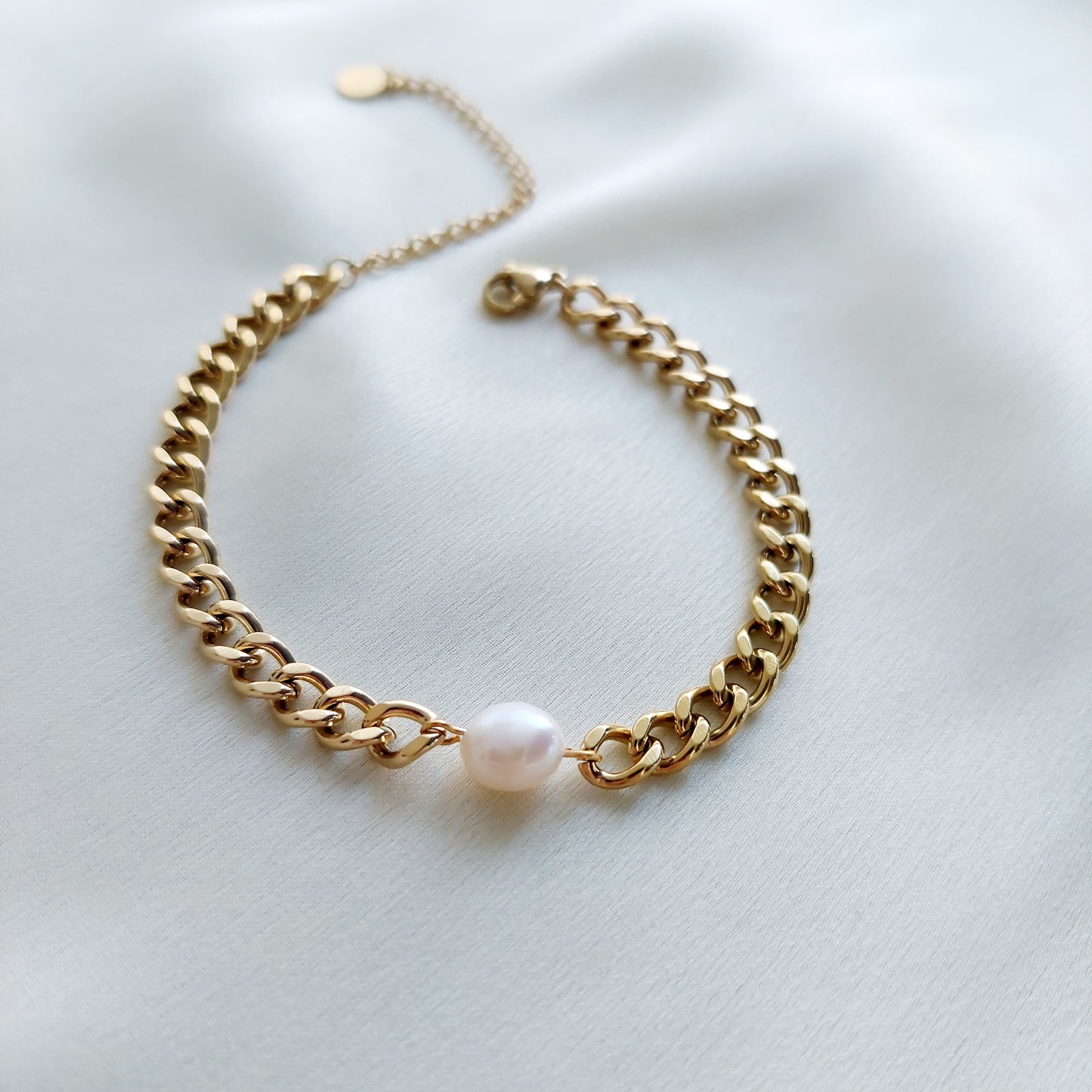 Armband mit Perle 14 K vergoldet